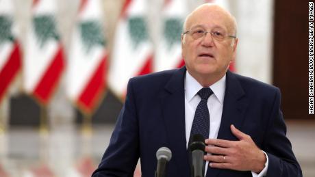 Najib Mikati, Lebanon&#39;s prime minister designate, speaks during a news conference at the Presidential Palace in Beirut, Lebanon, on Monday, July 26, 2021. 