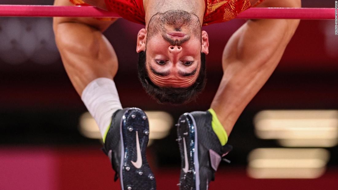 Spanish decathlete Jorge Ureña competes in the high jump on August 4.