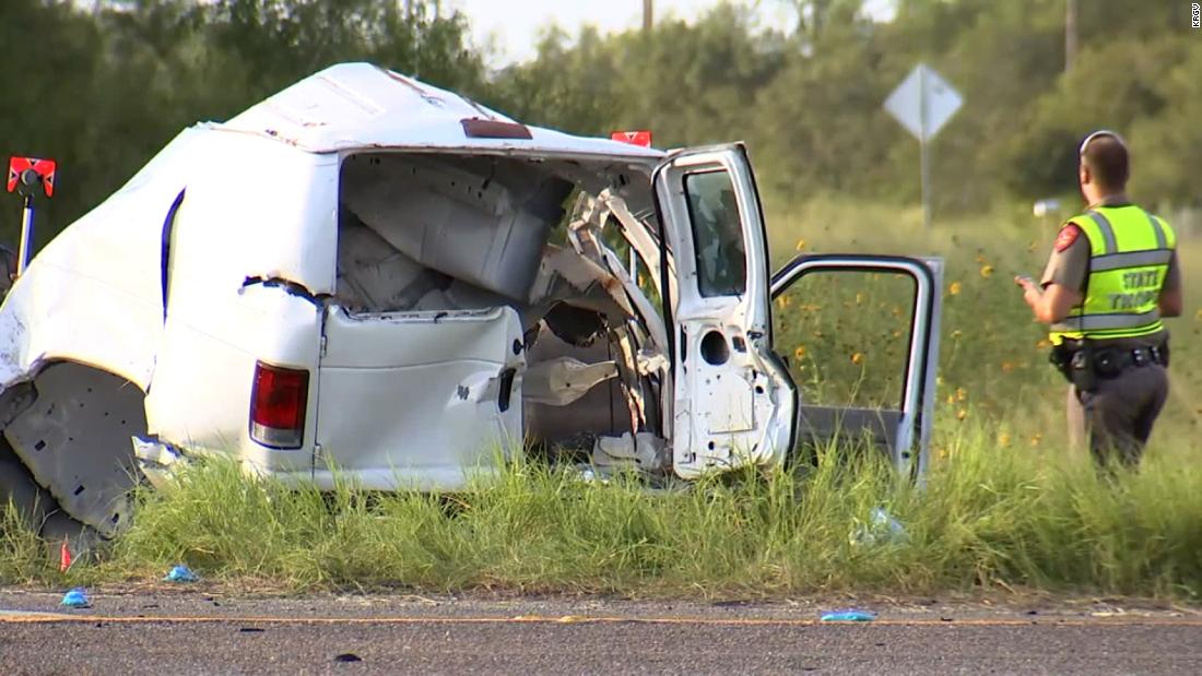 Ten people were killed and 20 were injured after a van crash near Encino, Texas