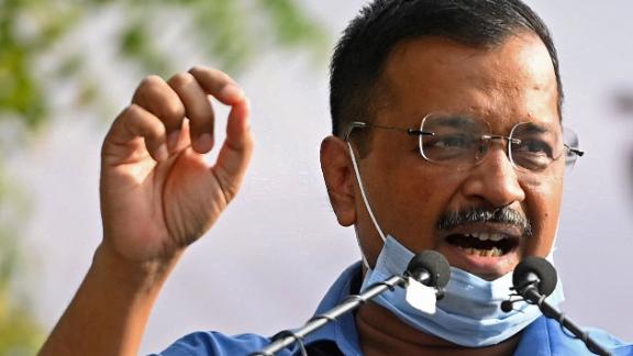 Delhi Chief Minister Arvind Kejriwal during a demonstration in New Delhi on March 17.