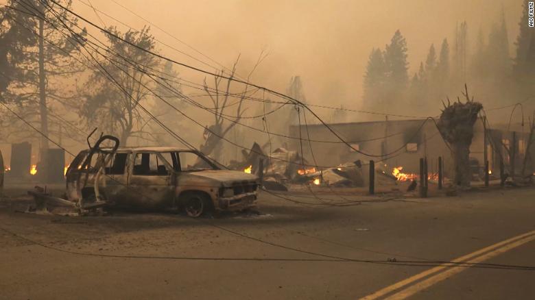 Video shows town leveled by wildfire in California