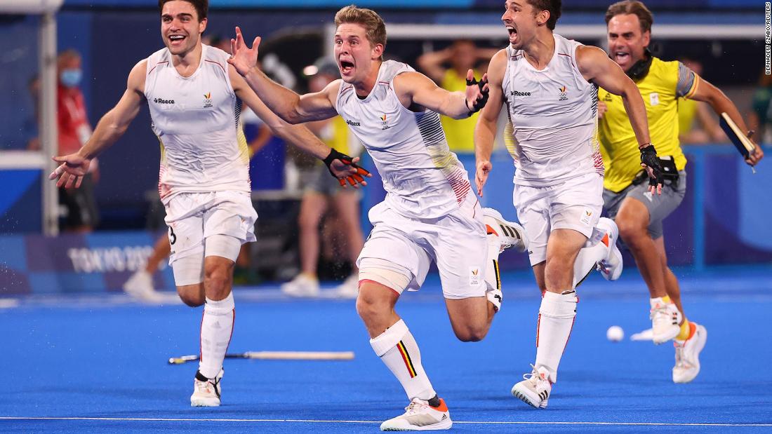 Belgium&#39;s field hockey team celebrates after winning &lt;a href=&quot;https://www.cnn.com/world/live-news/tokyo-2020-olympics-08-05-21-spt/h_005a55de11092c221b556085f2dcaecb&quot; target=&quot;_blank&quot;&gt;a dramatic penalty shootout&lt;/a&gt; in the gold-medal match against Australia on August 5.