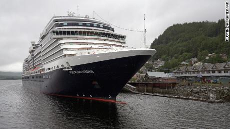 The Holland America Line cruise ship Nieuw Amsterdam on Thursday, Aug. 5, 2021, in Ketchikan, Alaska. 