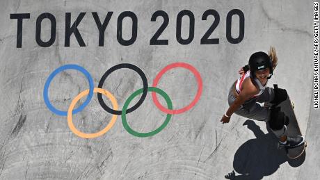TOPSHOT - Britain&#39;s Sky Brown competes in the women&#39;s park final during the Tokyo 2020 Olympic Games at Ariake Sports Park Skateboarding in Tokyo on August 04, 2021. (Photo by Lionel BONAVENTURE / AFP) (Photo by LIONEL BONAVENTURE/AFP via Getty Images)
