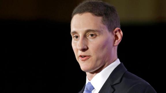 In this November 4, 2014, file photo, Ohio State Treasurer Josh Mandel speaks at the Ohio Republican Party election night celebration in Columbus, Ohio. 