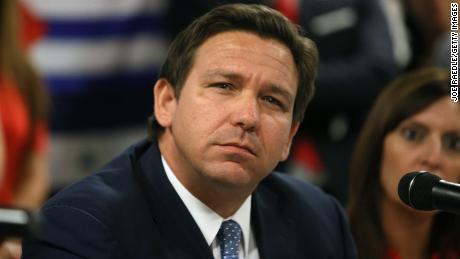 MIAMI, FLORIDA - JULY 13: Florida Gov. Ron DeSantis takes part in a roundtable discussion about the uprising in Cuba at the American Museum of the Cuba Diaspora on July 13, 2021 in Miami, Florida. Thousands of people took to the streets in Cuba on Sunday to protest against the government. (Photo by Joe Raedle/Getty Images)