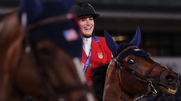 Jessica Springsteen, the daughter of rock star Bruce Springsteen, was part of the US equestrian team <a href=