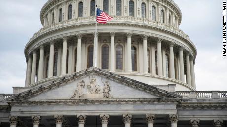 WASHINGTON, DC - AUGUST 07: The exterior of the U.S. Capitol is seen during a rare Saturday session on August 7, 2021 in Washington, DC. The Senate will vote on amendments for the legislative text of the $1 trillion infrastructure bill ahead of August recess. (Photo by Sarah Silbiger/Getty Images)