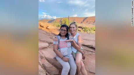 Minnie John had a photo taken with Julie Bowen, right, after she said the actress rescued her during a hike in Arches National Park in Moab, Utah.