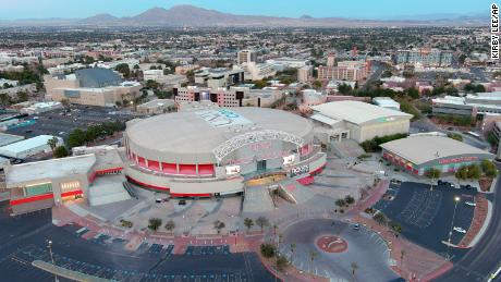 An aerial view of the Thomas &amp; Mack Center of the University of Nevada Las Vegas, home of the NBA&#39;s Summer League. 