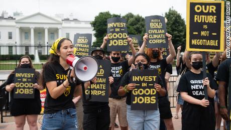 The Sunrise Movement protests in front of the White House in June against what they say is slow action on climate change.