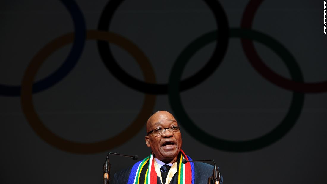 Zuma addresses dignitaries during the opening ceremony of an International Olympic Committee session in July 2011. The IOC was meeting to decide which city would host the 2018 Winter Games.