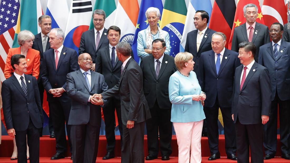 Zuma and Obama shake hands before a group photo at the G20 Summit in Hangzhou, China, in September 2016. In November of that year, a report was published that contained &lt;a href=&quot;http://www.cnn.com/2016/11/02/africa/south-africa-pretoria-zuma-protests/&quot; target=&quot;_blank&quot;&gt;corruption allegations against Zuma. &lt;/a&gt;Zuma denied any wrongdoing. He also &lt;a href=&quot;http://www.cnn.com/2016/11/10/africa/jacob-zuma-no-confidence-vote/&quot; target=&quot;_blank&quot;&gt;avoided a vote of no-confidence&lt;/a&gt; in Parliament. It was the third time in less than a year that Zuma had faced such a vote.
