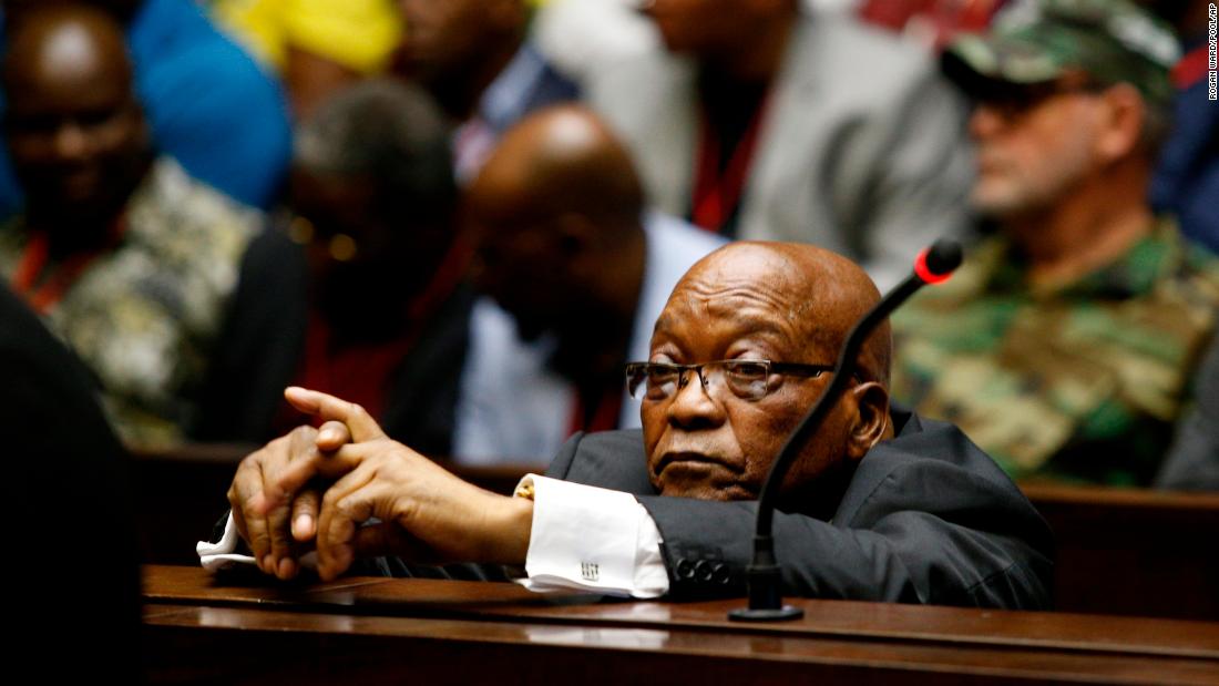 Zuma sits in the dock at the High Court in Pietermaritzburg, South Africa, in November 2018. &lt;a href=&quot;https://www.cnn.com/2018/04/06/africa/south-africa-jacob-zuma-court-intl/index.html&quot; target=&quot;_blank&quot;&gt;He was charged with 16 counts of corruption, money laundering and racketeering&lt;/a&gt; stemming from a billion-dollar government arms deal. He has denied all the allegations against him.