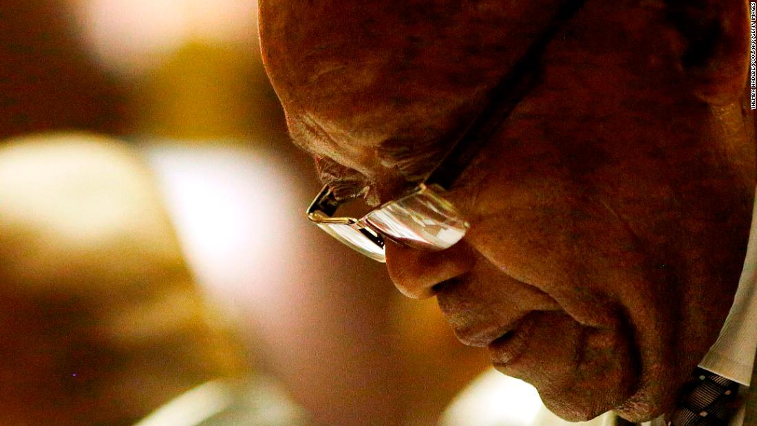 Zuma attends his trial in May 2019. He has pleaded not guilty to the charges against him.