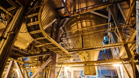 A silo sits at the base of the incinerator to collect ash at the Metro Vancouver Waste-to-Energy Facility in Burnaby, British Columbia, Canada.