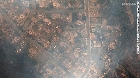New before and after imagery shows a California town largely reduced to ash