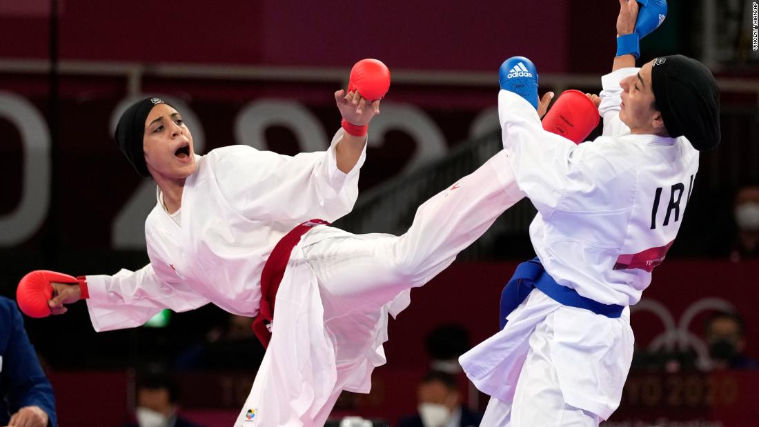 &lt;strong&gt;Feryal Abdelaziz, Egypt: &lt;/strong&gt;In the women&#39;s +61kg karate kumite event, which made its debut at Tokyo 2020, Abdelaziz (left) became the first woman from Egypt to win a gold medal for her country.