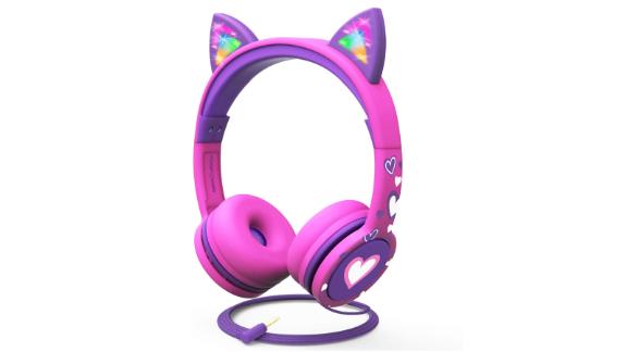 FosPower Kids Headphones with LED Light Up Cat Ears
