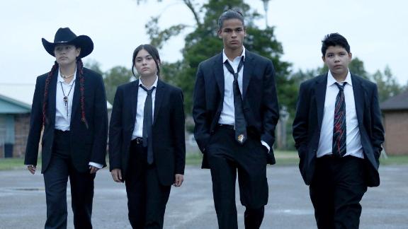 D'Pharaoh Woon-A-Tai (center), Devery Jacobs, Lane Fact and Paulina Alexis in 'Reservation Dogs'
