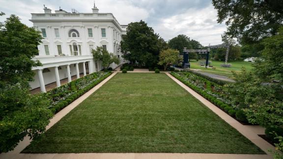 A view of the Rose Garden at the White House post-renovation on August 22, 2020 in Washington, DC. 