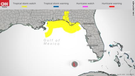 Tropical storm watches issued Sunday morning for the US Gulf Coast ahead of Fred. 