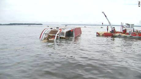 The double-decker boat capsized on Lake Conroe, about 40 miles north of Houston.