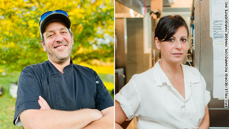 Chefs Nadav Mille and Amanda Cohen. 