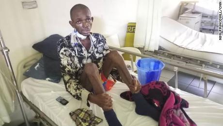 A Nigerian man, Emmanuel Agbenro pictured in a ward at the National Hospital Abuja in August 2021, after his cancer treatment was suspended following a doctors&#39; strike. 