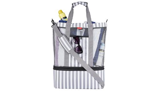 OdyseaCo Mesh Beach Bag Tote With Insulated Cooler
