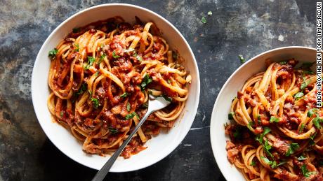 Vegan bolognese with mushrooms.  And with a little practice, fancier dishes like this could be within the reach of the tweens and teens in your household. 