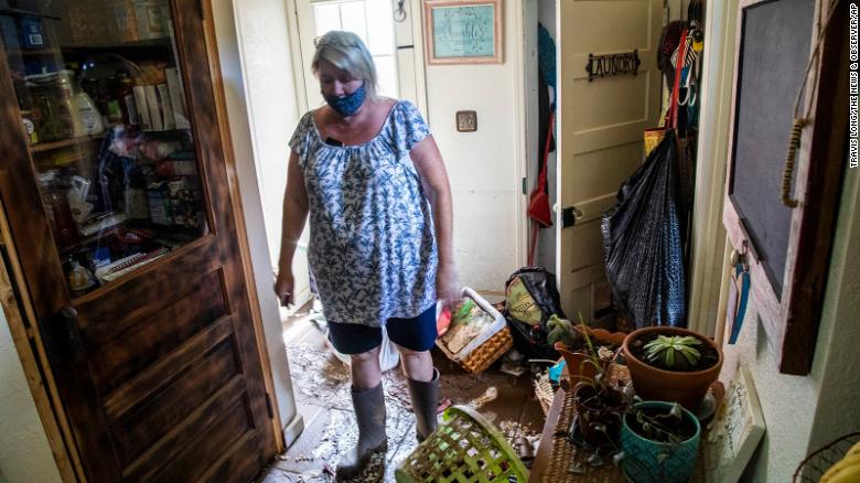 Donella Pressley&#39;s home in Bethel, 5 miles from Canton, was heavily damaged by the flood.