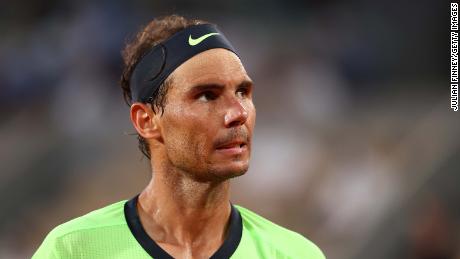 Rafael Nadal looks on during his men&#39;s singles semifinal match against Novak Djokovic at the 2021 French Open.