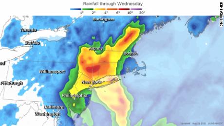 Forecast rainfall from Hurricane Henri.