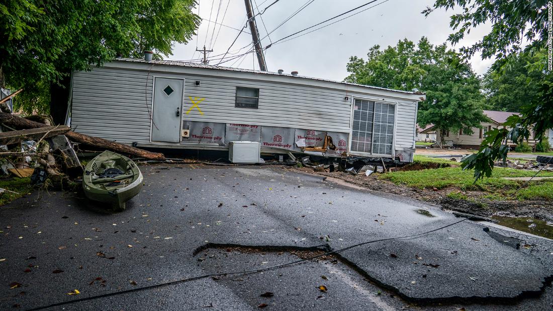 A building is left in the middle of the road in Waverly.