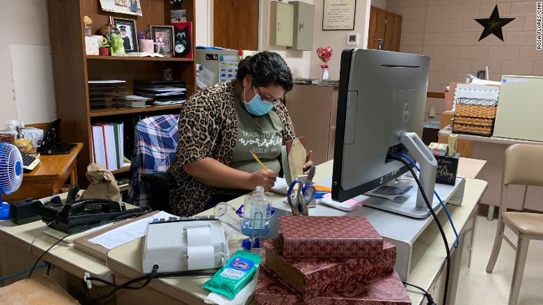 Vicky Zapata, who works for the city, has helped lead prayer vigils for Covid-19 victims and organize food deliveries for those in quarantine. Her close friends, Carla and Sammy Balderas, both got infected with Covid-19 in August.