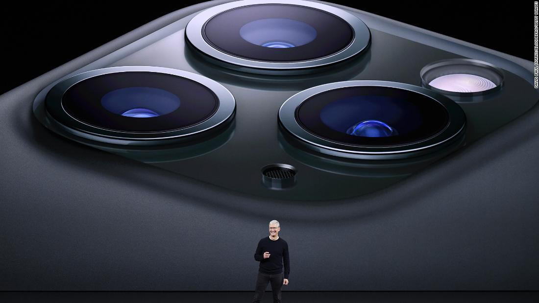 Cook speaks about the new iPhone Pro during an event at the Steve Jobs Theater in Cupertino on September 10, 2019. 