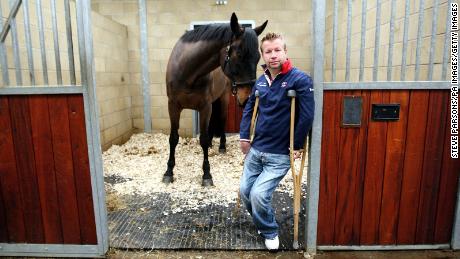 Great Britain Para-Equestrian Dressage athlete Lee Pearson with his late horse, Gentleman.