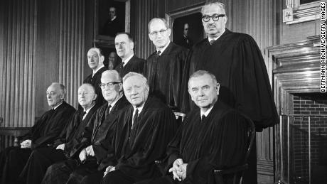 The Warren Court. Thurgood Marshall, top right, wrote a withering dissent in the 1983 case City of Los Angeles v. Lyons.