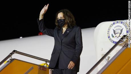 US Vice President Kamala Harris leaves her plane, as she arrives at the airport in Hanoi, Vietnam, on August, 24, 2021. - United States Vice President Kamala Harris landed in Vietnam Tuesday after an &quot;anomalous health incident&quot; in Hanoi delayed her flight from Singapore, the US embassy said, an apparent reference to the so-called &quot;Havana syndrome&quot; that has sickened diplomats in several countries. Harris is in Vietnam as part of a Southeast Asia trip where she is seeking to rally regional allies as the United States&#39; superpower status takes a hit over Afghanistan. (Photo by EVELYN HOCKSTEIN / POOL / AFP) (Photo by EVELYN HOCKSTEIN/POOL/AFP via Getty Images)