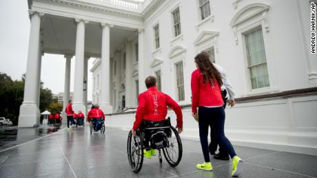 US Paralympian Kory Puderbaugh was invited to the White House by President Barack Obama in September 2016, for an event to celebrate the achievements of US Paralympians and Olympics at the Games in Rio. Puderbaugh says he had to be pulled through a kitchen lift because they didn&#39;t have an elevator for wheelchair access. 