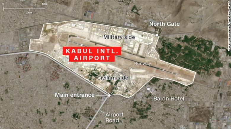 This map shows the location of the Hamid Karzai International Airport in Kabul.