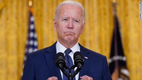 President Joe Biden speaks about the bombings at the Kabul airport that killed at least 12 U.S. service members, from the East Room of the White House, Thursday, Aug. 26, 2021, in Washington. 