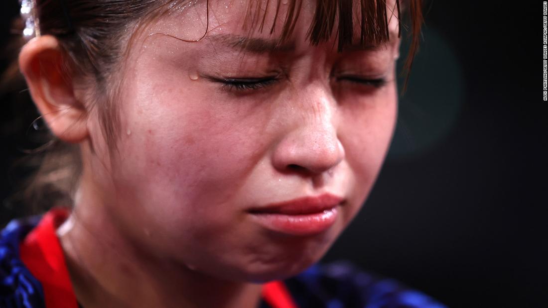 Japan&#39;s Kanami Furukawa gets emotional following her table tennis victory over Hong Kong&#39;s Wong Ting Ting on August 27.