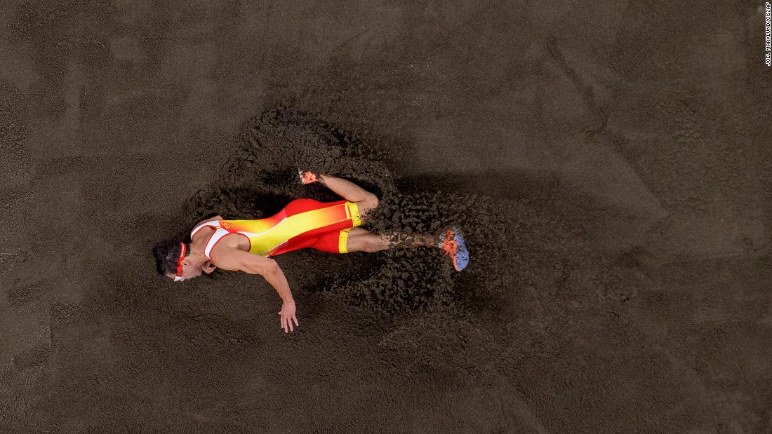 Spain&#39;s Xavier Porras competes in the long jump on August 27.