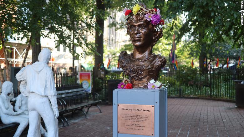 A bust of Marsha P. Johnson went up near the Stonewall Inn as a tribute to the transgender activist