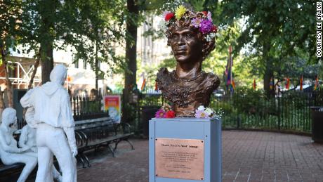 A bust of Marsha P. Johnson was erected by a group of artists and activists in New York&#39;s Christopher Park, just across from the Stonewall Inn. 