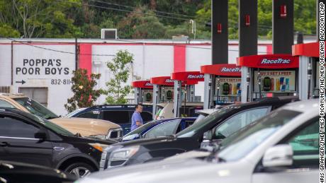 There were long lines at this gas station in Jefferson, Louisiana, on Friday.