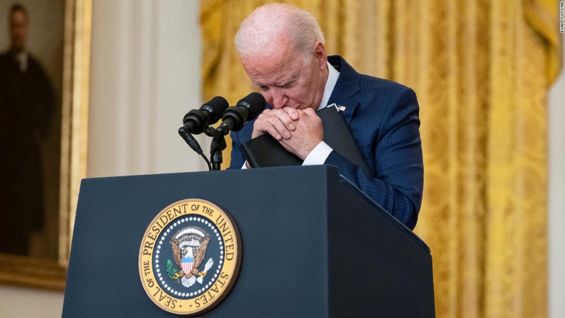 US President Joe Biden pauses as he listens to a question about the suicide bombing on August 26. He &lt;a href=&quot;https://www.cnn.com/2021/08/26/politics/biden-kabul-attack/index.html&quot; target=&quot;_blank&quot;&gt;vowed to retaliate&lt;/a&gt; for the attack. &quot;We will not forgive. We will not forget. We will hunt you down and make you pay,&quot; he said.
