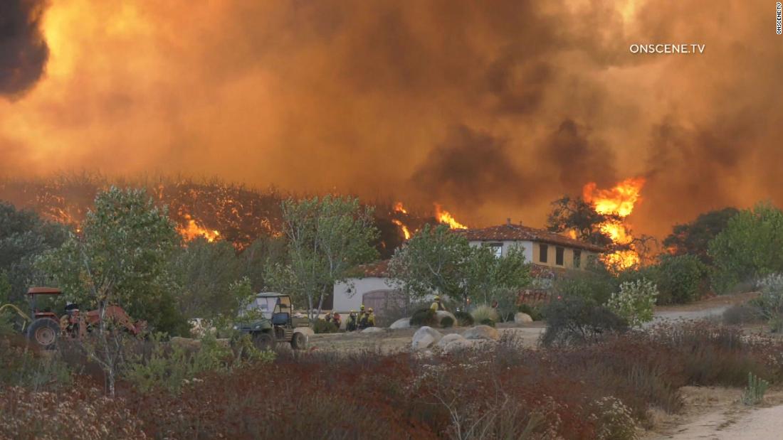 New wildfire in California forces evacuations and grows to 1,200 acres in less than 6 hours